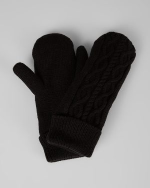 CABLE KNIT MITTENS