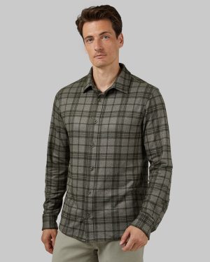 MEN'S SOFT STRETCH KNIT LONG SLEEVE BUTTON-UP